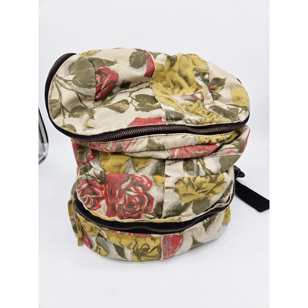 Hurley Floral Rose Boho Print Slouchy Backpack Yellow Red Black CottageCore